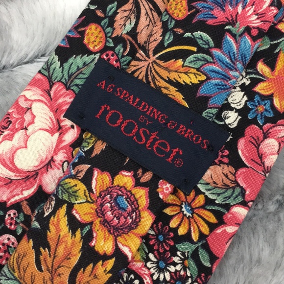 AG Spalding & Bros by Rooster dark floral tie - Picture 2 of 4